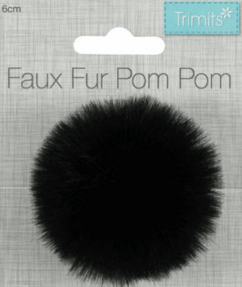Black Faux Fur 6cm PomPom