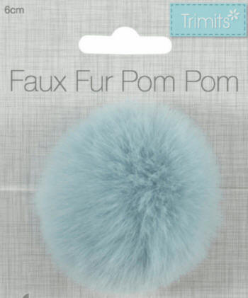 Light Blue Faux Fur 6cm PomPom