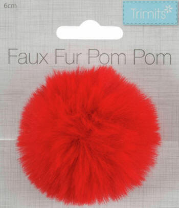 Red Faux Fur 6cm PomPom