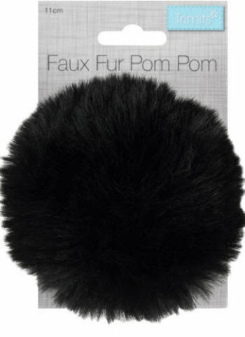Black Faux Fur 11cm PomPom