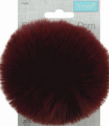 Burgundy Faux Fur 11cm PomPom