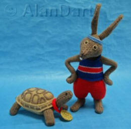 Tortoise and Hare knitted toys