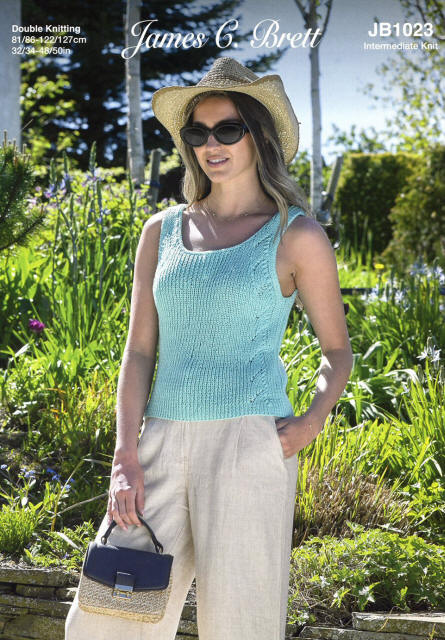 Ladies vest top in JCB Its Pure Cotton DK IC27.