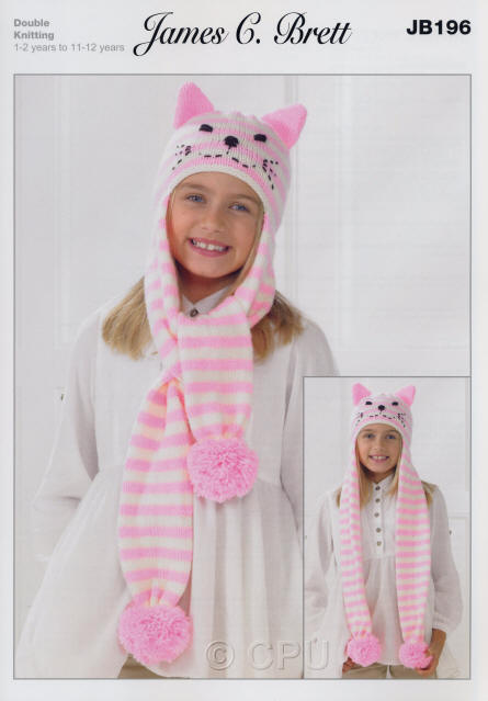 Bear Helmet & Cat Striped Scarf Hat