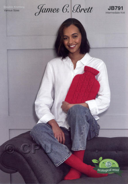 Knitted Hot Water Bottle Cover and Socks