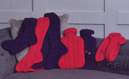 Knitted Hot Water Bottle Cover and Socks