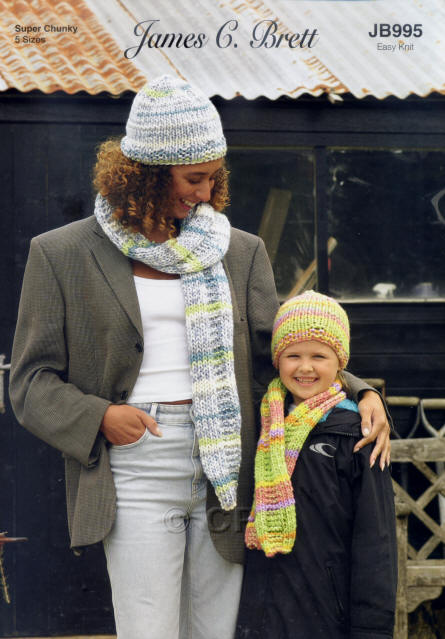 Ladies and Childs Knitted Hat and Scarf shades UT03 & UT07