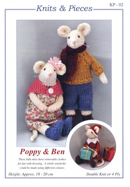 Poppy & Ben Mice with Dress Up Clothes to knit & sew
