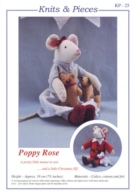 19cm Sewn Poppy Rose