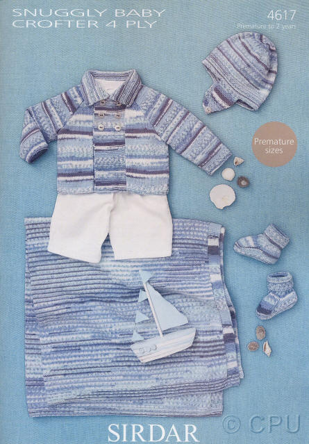 Knitted Coat, Helmet, Bootees & Blanket
