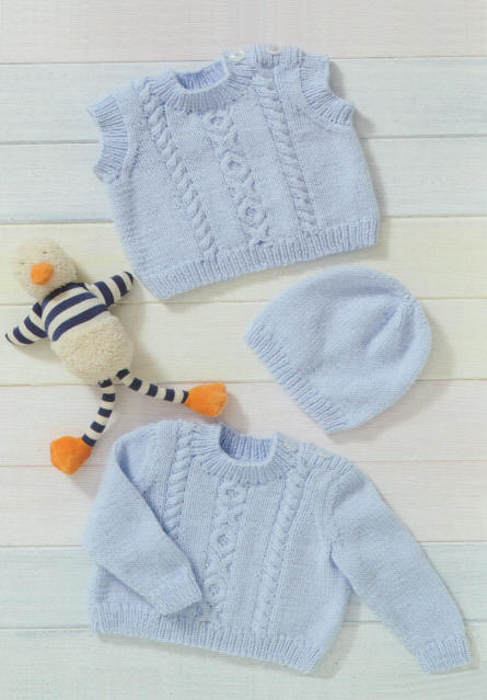 Knitted Sweater, Slipover and Hat
