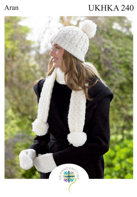 Knitted Adults Hat, Scarf and Mittens  