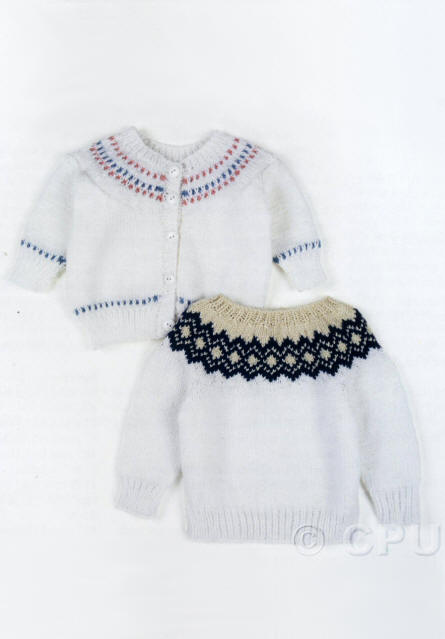 Knitted Coloured Yoked Cardigan and Sweater