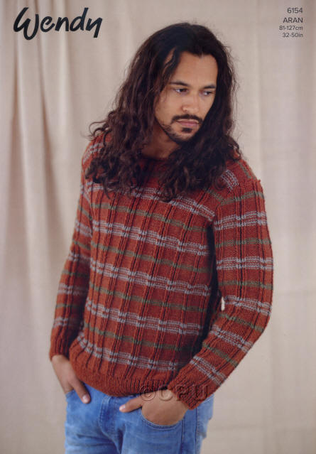 Knitted Mens Sweater - Colours shown on Mens picture are Cobnut (5504), Slate (5522) and Pesto (5518)