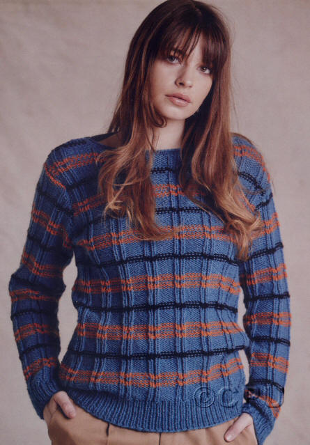 Knitted Ladies Sweater - Colours shown are Cerulean (5516), Kumquat (5507) and Black (5520)