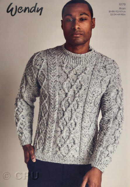 Knitted Mens Cable Sweater - Colour shown is Scree (5702)