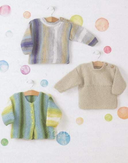 Knitted Cardigan in Wendy Giggles DK, Sweater in Wendy Giggles DK and Sweater in Supreme DK 