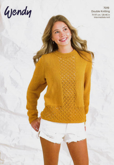 Ladies Knitted Sweater with Lace Panels