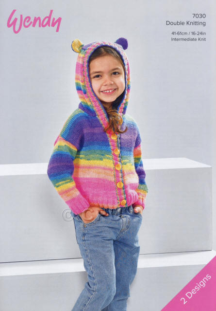 Knitted Hoodie in Wendy Giggles DK shade WG12 
