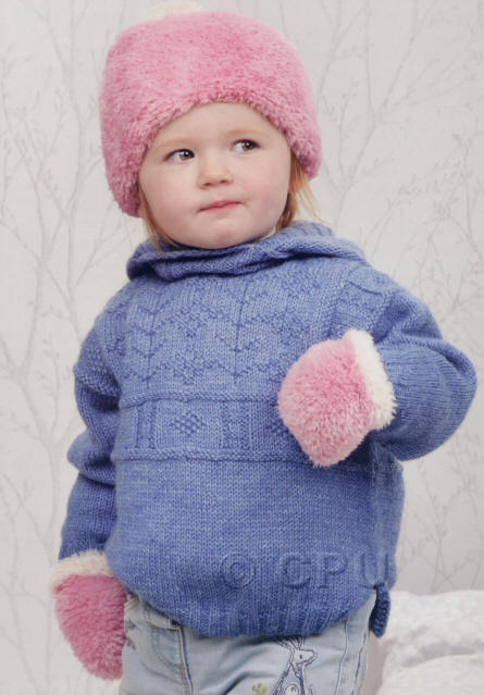 Knitted Pom Pom Hat and Mitts 